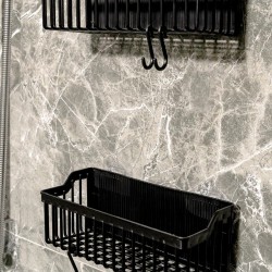 2 Li Plastik Yapışkanlı Askılı Mutfak- Banyo Rafı Düzenleyici Duş Şampuanlık