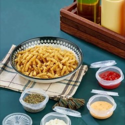 6 lı Yelpaze Kapaklı Şeffaf Mini Sosluk- Ketçap Mayonez Kabı- Kahve Yanı Şeker Lokumluk