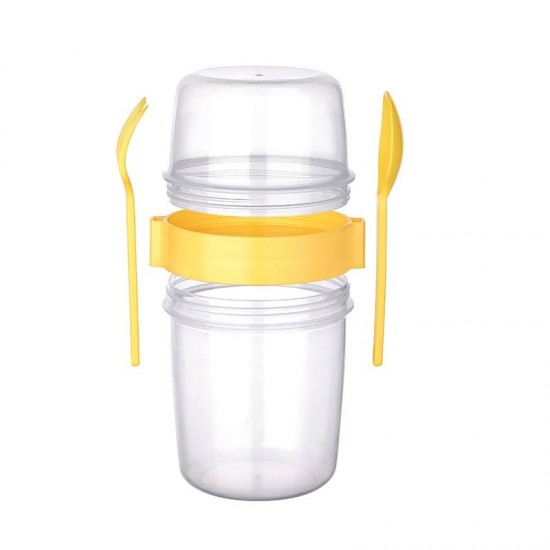 Çift Hazneli - Çatal Kaşıklı Portatif Müsli -Atıştırmalık Kabı 650 ML Çift Hazneli - Çatal Kaşıklı Portatif Müsli -Atıştırmalık Kabı 650 ML