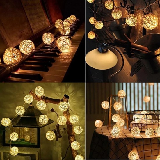 Hasır Toplar Led Işık 2 metre GÜN IŞIĞI Dekor Lambası Hasır Toplar Led Işık 2 metre GÜN IŞIĞI Dekor Lambası