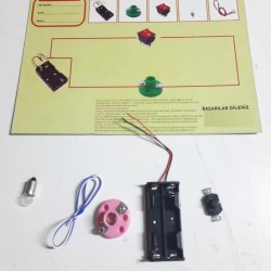Okul Deney Seti - Elektrik Seti Ampul - Pil Yatağı - Duy -Düğme Seti