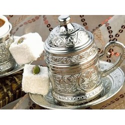 Osmanlı Motifli Kahve Fincanı - Gümüş
