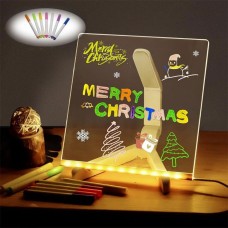 LED Işıklı Kendiliğinden Renkli Fosforlu Kalemli Kare Yazı Panosu 20x20 cm