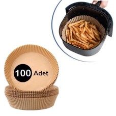 ®100 Adet  Air Fryer Pişirme Kağıdı Tek Kullanımlık  Yağlı Kağıdı Yuvarlak Tabak Model